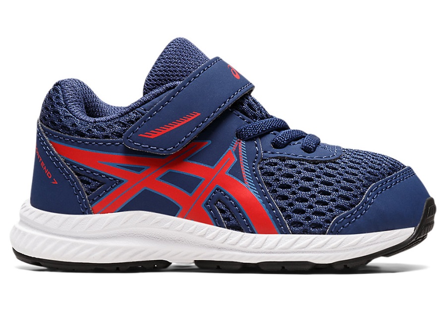 Asics Contend 7 Toddler Size Deep Ocean Classic Red