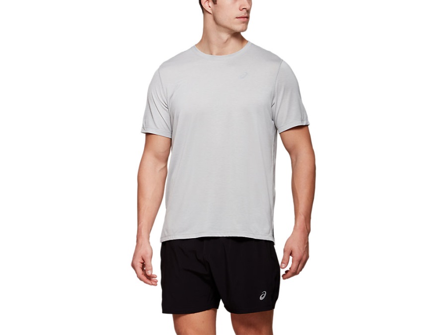 Asics Men's Dorai Short Sleeve Top Light Grey Heather
