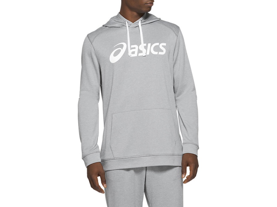 Asics Men's French Terry Hoodie Sheet Rock Heather Brilliant White