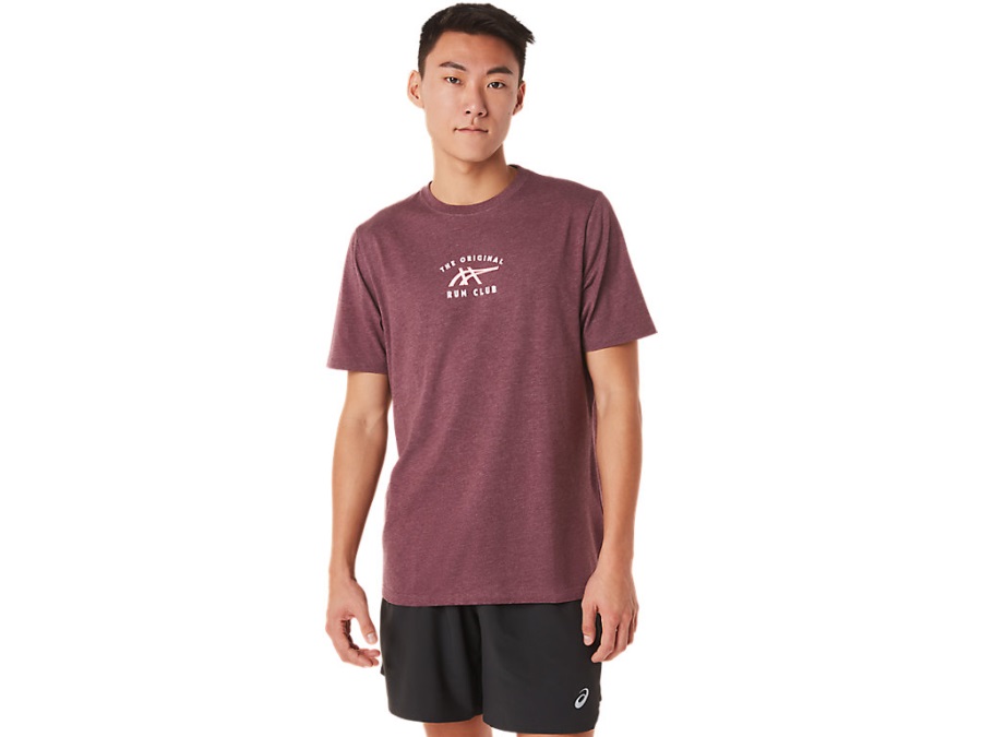 Asics Men's Short Sleeve Asics Run Club Tee Deep Mars Heather