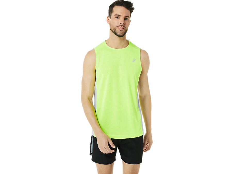 Asics Men's Train Sana Muscle Tank Hazard Green Piedmont Grey