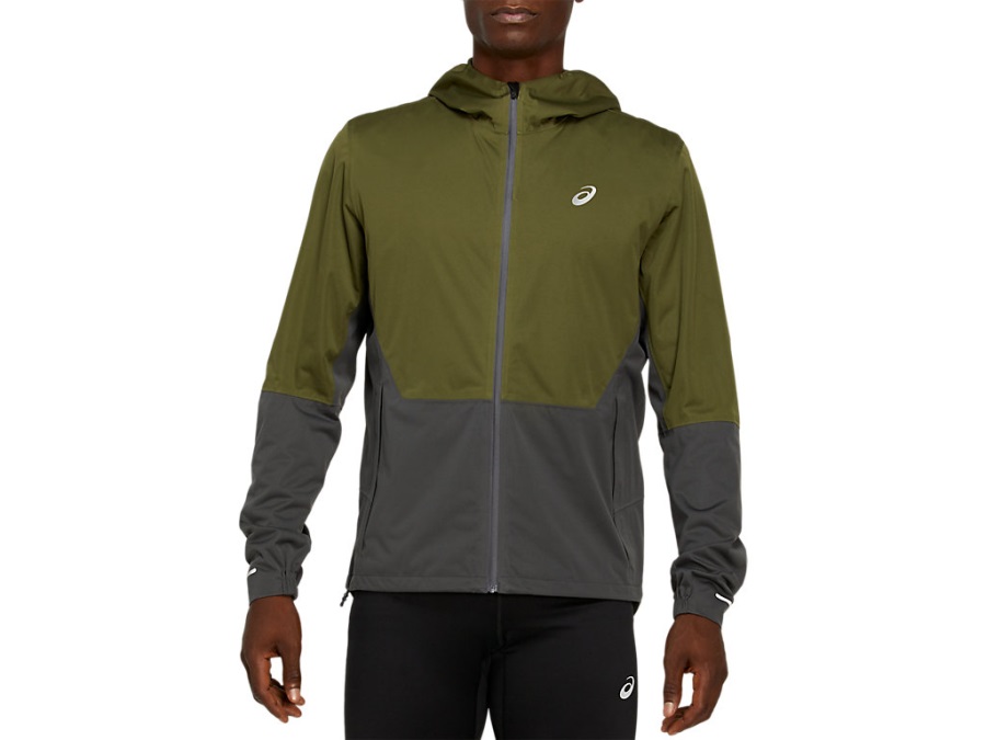 Asics Men's Winter Accelerate Jacket Smog Green Graphite Grey