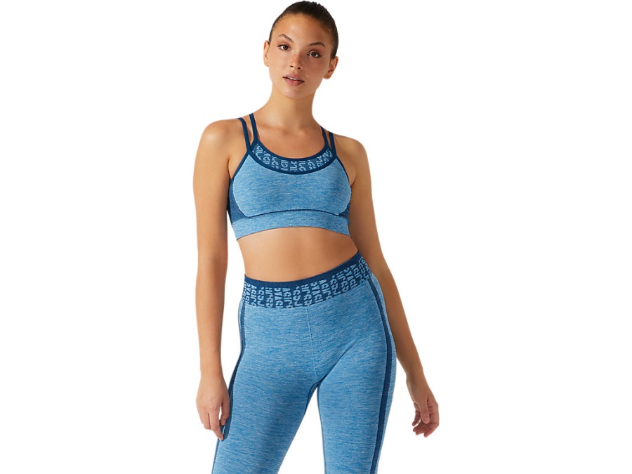 Asics Women's Cropped Asics Logo Seamless Bra Reborn Blue Mako Blue