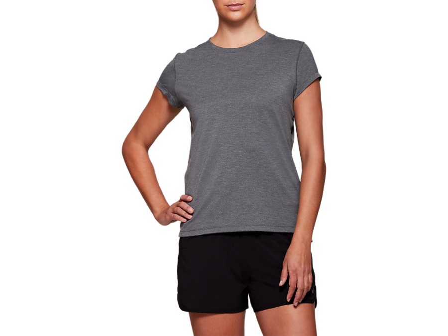 Asics Women's Dorai Short Sleeve Top Dark Grey Heather
