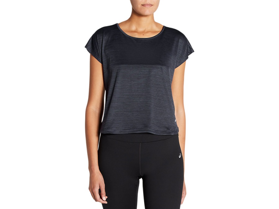 Asics Women's Linear Training Crop Top Performance Black Spacedye