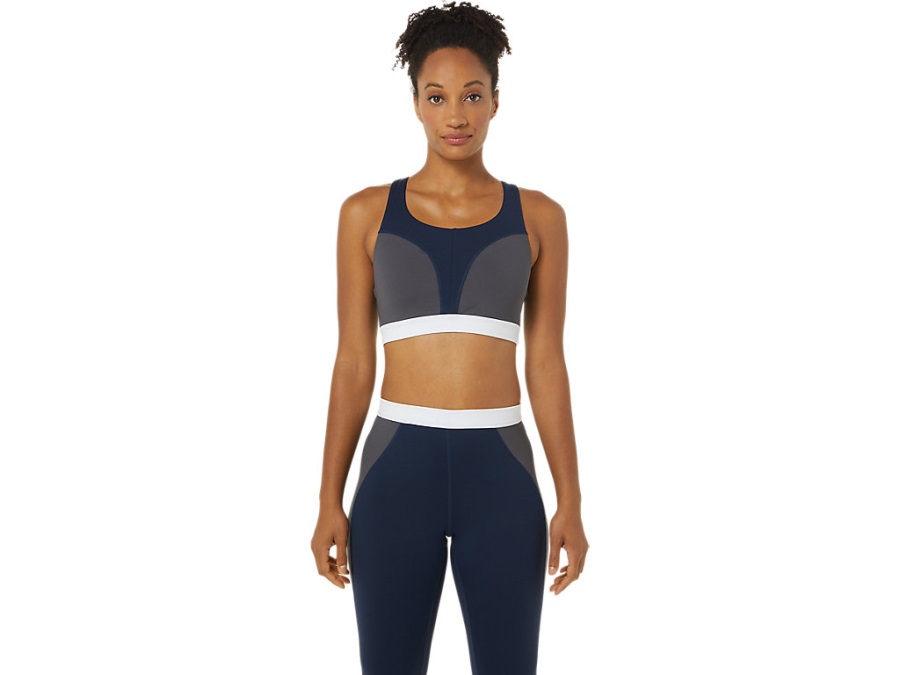 Asics Women's The New Strong Repurposed Bra Peacoat Piedmont Grey Brilliant White