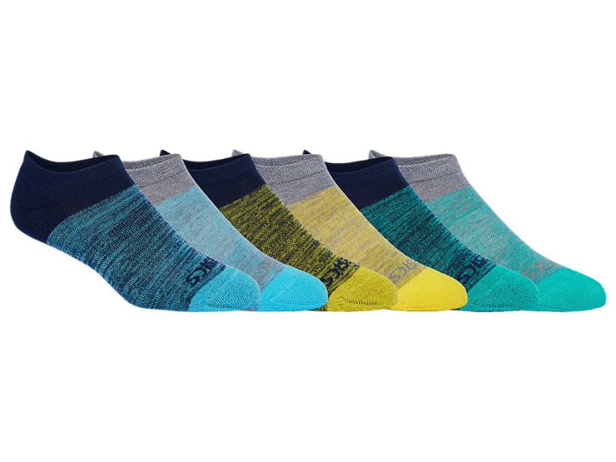 Asics Women's Training No Show Lite Teal Yellow Blue
