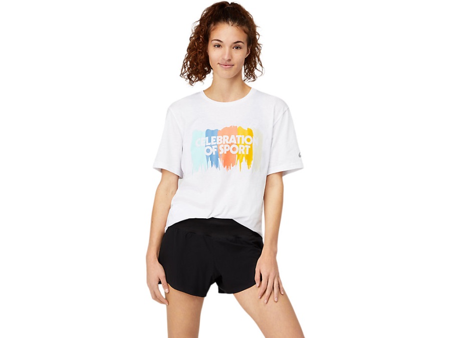 Graphic Short Sleeve Top Asics Brilliant White