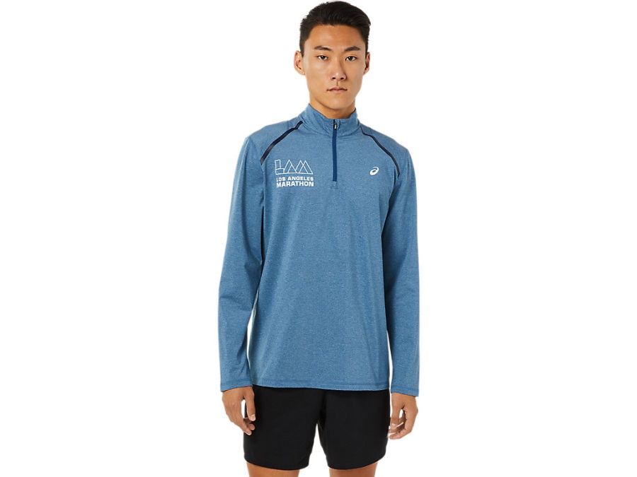 Men's Lam Thermopolis Half Zip Asics Mako Blue Heather