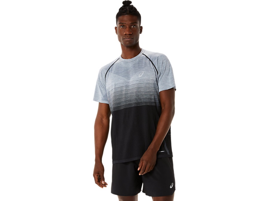 Men's Seamless Short Sleeve Top Asics Performance Black Carrier Grey