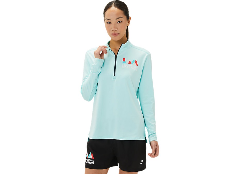Women's Ready-Set Half Zip Lam Asics Clear Blue French Blue